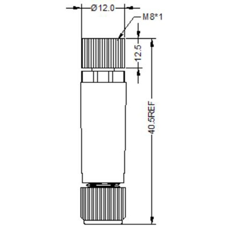 M8 3pins A code female straight plastic assembly connector,unshielded,suitable cable outer diameter 3.5mm-5.0mm